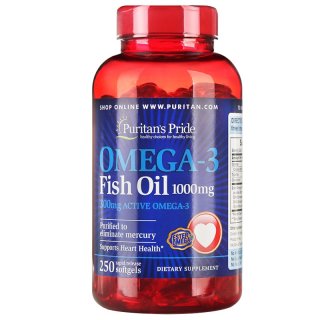 Puritan's Pride Omega 3 Fish Oil 1000 mg 300 mg Active Omega 3 Suplemen Kesehatan