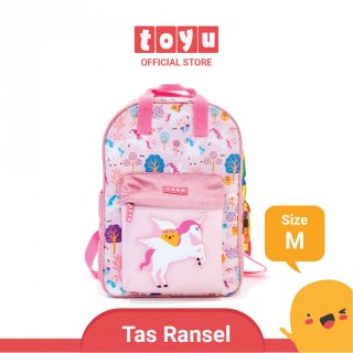 TOYU Backpack Tas Ransel Sekolah M Fashion Anak PAUD TK SD Perempuan Unicorn Pink Garden