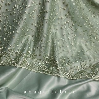 Anaqa Fabrics Ivy Motif Brokat Tile Prancis