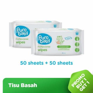 Pure Baby Multipurpose Wipes Tisu Basah [50 sheets / Buy 1 Get 1]
