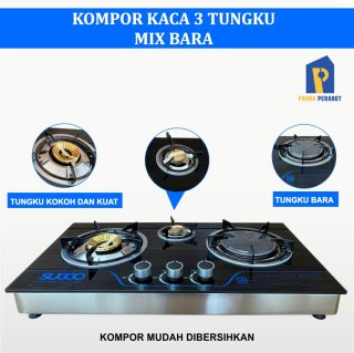 Kompor Kaca Gas 3 Tungku Suggo SG-301