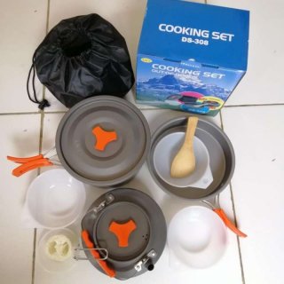 DS308 Orange cooking set outdoor teko portable DS-308 Nesting Misting