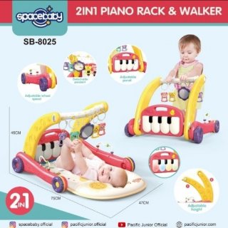 Spacebaby Playmat Piano Baby Push Walker 2in1 SB 8025 - Merah