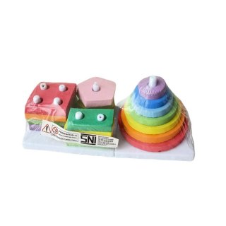 19. Mainan Anak Edukasi 4 Bentuk Mengenal Puzzle Bentuk dan Warna Mainan Edukatif Puzzle PE02