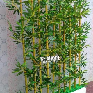 8. Bunga Artificial Bunga Plastik Pohon Bambu Partisi Sekat Ruangan