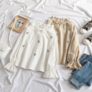 Korean Style Women Cotton Shirt Blouse 