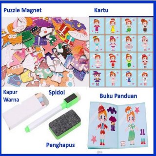 Puzzle Magnet Tema Anak Perempuan Mainan Edukasi Anak