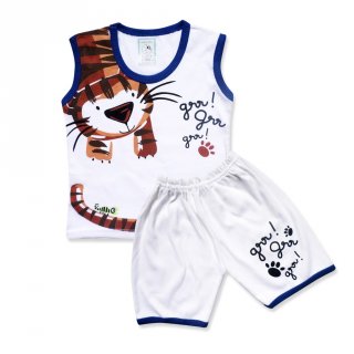 13. Wakakids Setelan Baju Anak Bayi Laki Laki Singlet Sweet Tiger, Cocok untuk Udara Panas 