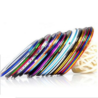 10 Color 20m/Rolls Nail Art UV Gel Tips Striping Tape Line Sticker 