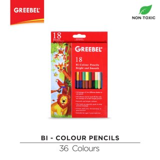 7. GREEBEL Pensil Warna Bi-Colour Pencils 18 pcs