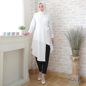 Modesee Tunik Ikat Putih Polos Wanita Muslimah M1123