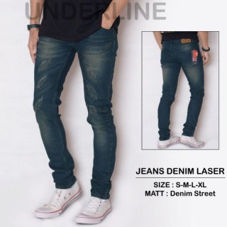 Dreeland - Celana Jeans Pria Sobek Laser