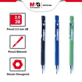 M & G Pensil Mekanik Mechanical Pencil 2.0mm 2B Desain Hexagonal