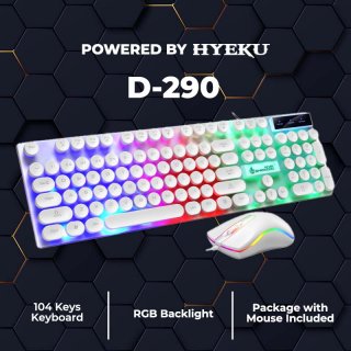 12. Keyboard Wired Gaming Mechanical Feel D-290 104 Keys RGB Backlight, Bikin Main Game Makin Seru