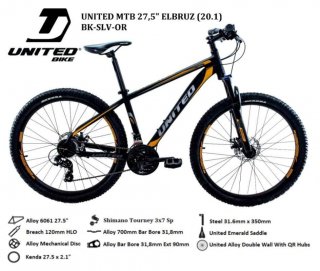 Sepeda Gunung MTB United Elbruz 27,5 Alloy Shimano Tourney Ban Kenda