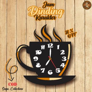 14. Jam Dinding Karakter Coffee Cafe