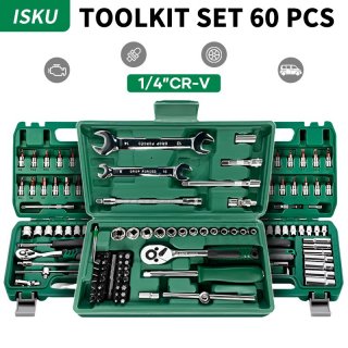 ISKU Kunci sok Set 60 Pcs pcs rachet Tool Kit Set