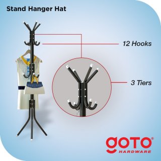 27. Goto Hat Stand Hanger Gantungan Baju Topi Multifungsi, Kamar Lebih Rapi dari Baju dan Aksesori