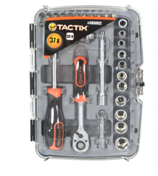 15. Tacktix Set Kunci Sok Sq1/4 Inci 5.5 – 14 Mm 37 Pcs