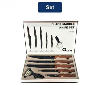 6. Oxone Set Pisau / Knife Set Black Marble 6 Pcs (OX-605), Lengkap berbagai Jenis Pisau