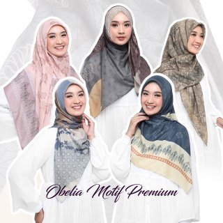 24. Elzatta Jilbab Segi empat Motif Premium Obelia Series, Tersedia Aneka Warna dan Motif