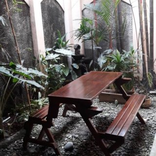 Kursi Meja Lipat Bangku Kayu Jati Untuk Taman/Resto/Cafe Outdoor