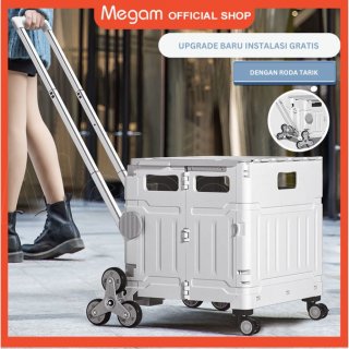 Megam Troli Belanja Roda Trolley Barang Serbaguna Troli Lipat Praktis Troli Keranjang Foldeble Hand Shopping Box Trolley HRK511