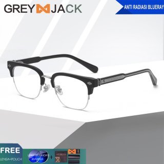 22. Grey Jack Kacamata Antiradiasi Blueray Style Vintage, Bentuk Frame Kotak Keren