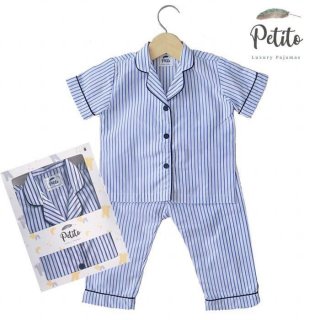 Petito piyama baju tidur bayi anak Blue Stripes 