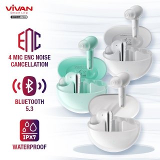 VIVAN Earphones Headset TWS Life 200NC Bluetooth 5.3 Waterproof IPX7