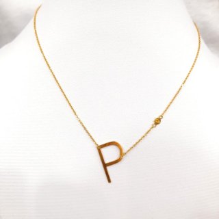 KL381JM27JM kalung emas asli vensi liontin huruf P inisial nama abjad