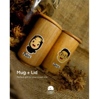 19. TALL MUG + LID - gelas kayu custom