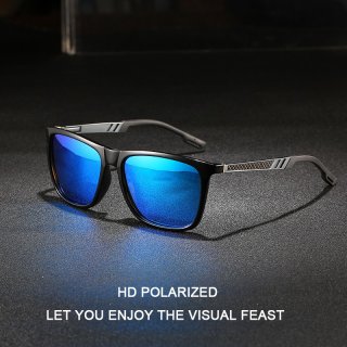 5. Bitzen - Kacamata Hitam Pria Polarized Frame Lensa Ulzzang Sunglasses UV400, Keren dan Elegan