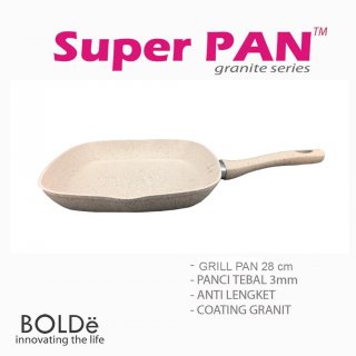BOLDe Super Pan GRILL PAN 28 cm Granite Beige Series Panci Pemanggang Panggang