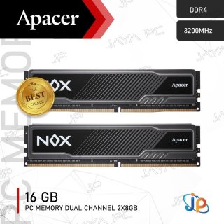 Memory Apacer NOX DDR4 PC25600 3200Mhz 16GB 2x8GB Ram - Hitam