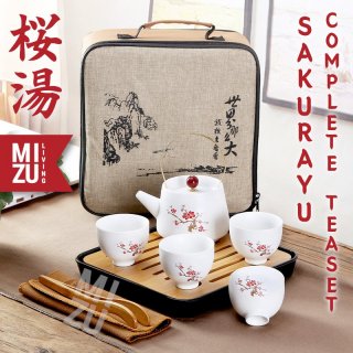 8. MIZU SAKURAYU 9in1 Classic Ceramic Chinese Tea Travel Set 