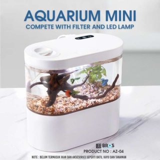 Aquarium Cupang Lengkap Filter + Led / Aquarium Mini Usb Unik Az-04