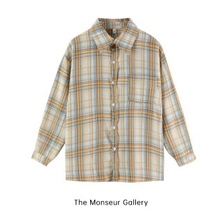 The Monseur Gallery Kemeja Wanita Korean Style Plaid Shirt Oversize
