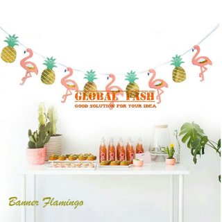 Banner Flamingo Hiasan Ulang Tahun