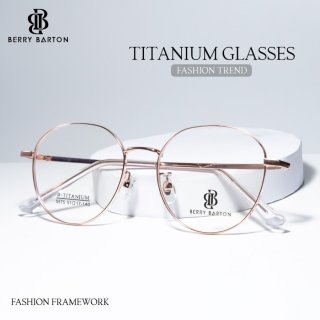 Berrybarton - Kacamata Bulat Titanium Wanita Tren Style Bisa Minus Photocromic Blueray 5575