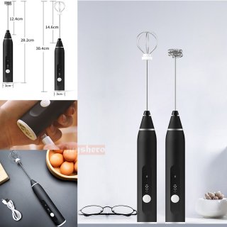 New 2 In 1 Electric Handheld Milk Frother Egg Beater 