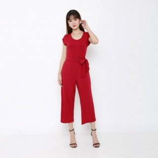 Old Navy Belted Jumpsuit Wine Red