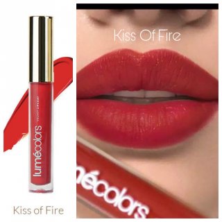 Lipstik KISS OF FIRE Lumecolors Velvet Lipcoat Lipmatte Tahan Lama 12 Jam Anti Luntur Warna Merah Cabai Terang Awet Kissproof Waterproof