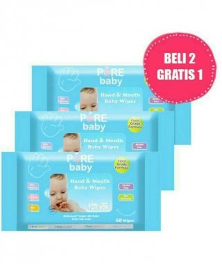 PureBB Hand & Mouth Baby Wipes - 60 lembar
