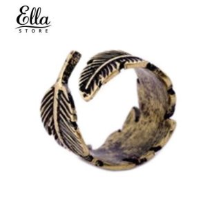 7. Ellastore Cincin Bronze Desain Daun Bulu, bisa untuk Pria atau Wanita