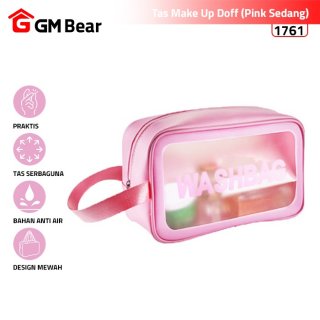 22. GM Bear Tas Kosmetik Transparan Wash Bag, pouch make up simpel dan cantik