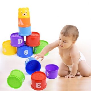 Stacking Cup Cangkir Warna Mainan Edukasi Anak Bayi Tower Puzzle Susun