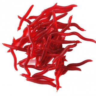 100pcs Umpan Cacing Merah Buatan Bahan Plastik Halus Ukuran 4cm
