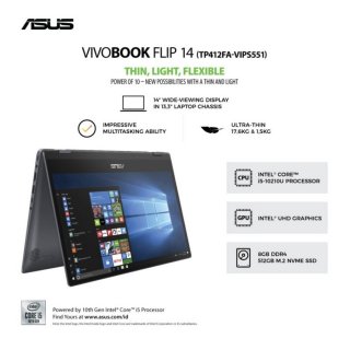 13. ASUS TP412FA-VIPS551, Laptop dengan Layar yang Bisa Disesuaikan