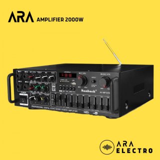 18. ARA Amplifier Bluetooth 2000W EQ Audio, Karaoke dengan 4 Channel Microphone